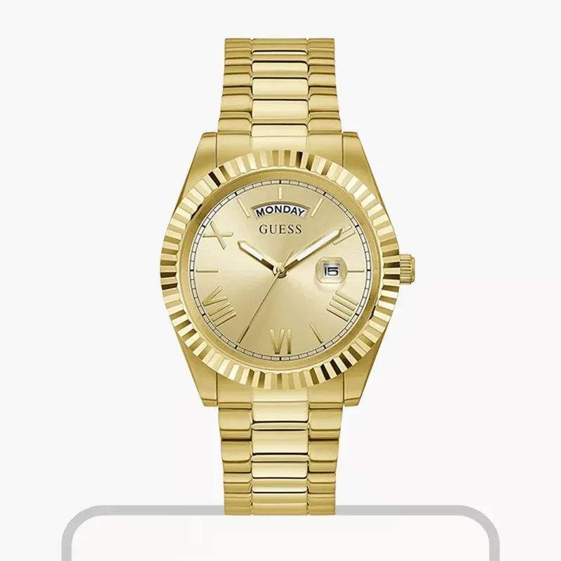 Guess Connoisseur Champagne Dial Gold-tone Men's Watch- GW0265G2